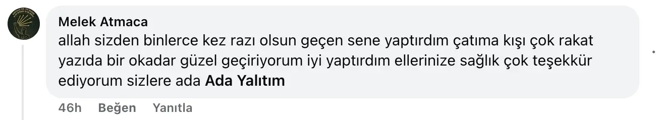Müşteri referansı - Facebook yorum 7